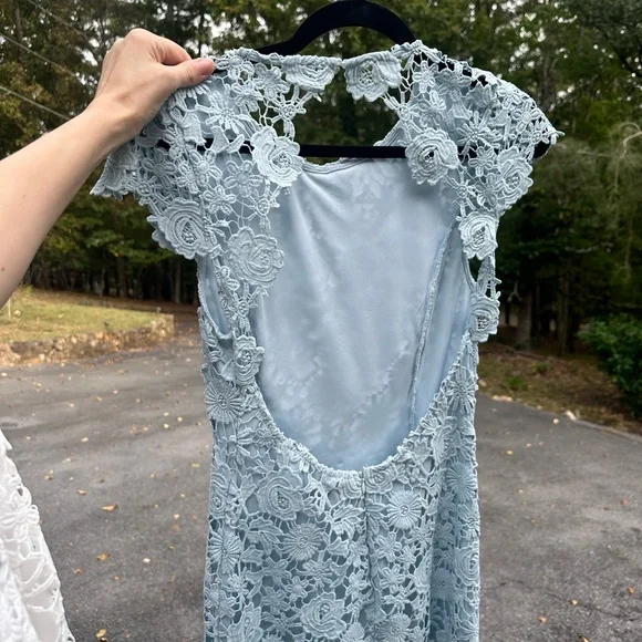 Lulu's Soft Blue Lace Mini Dress - Picture 6 of 11